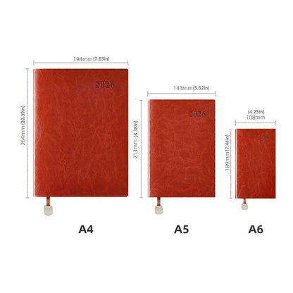 A4 Leather Weekly Planner Notebook 2025 2026 Organizer