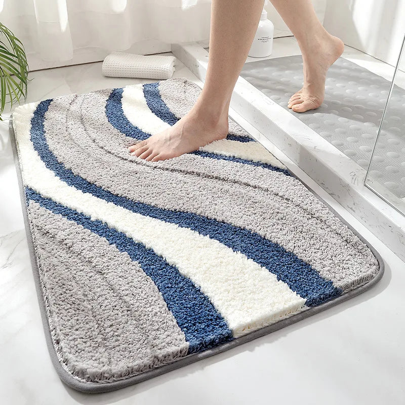 Absorbent Non Slip Bath Mat Soft Microfiber Bathroom Rug Shower Floor Mat