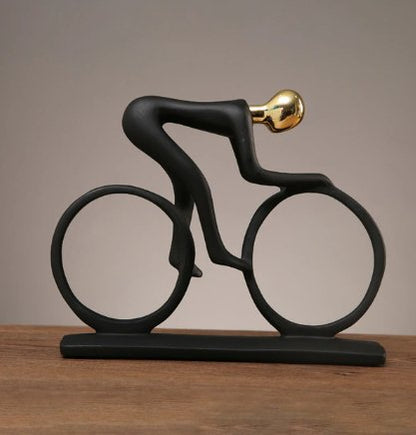 Abstract Cyclist Sculpture Resin Home Decor Statue