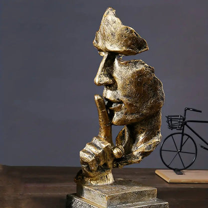 Abstract Face Sculpture Modern Home Decor Statue Gold Accent Ornament