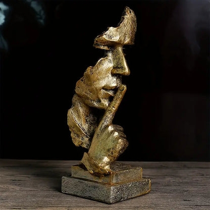 Abstract Face Sculpture Modern Home Decor Statue Gold Accent Ornament