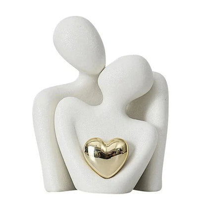 Abstract Gold Heart Sculpture for Home Decor and Living Room Accent