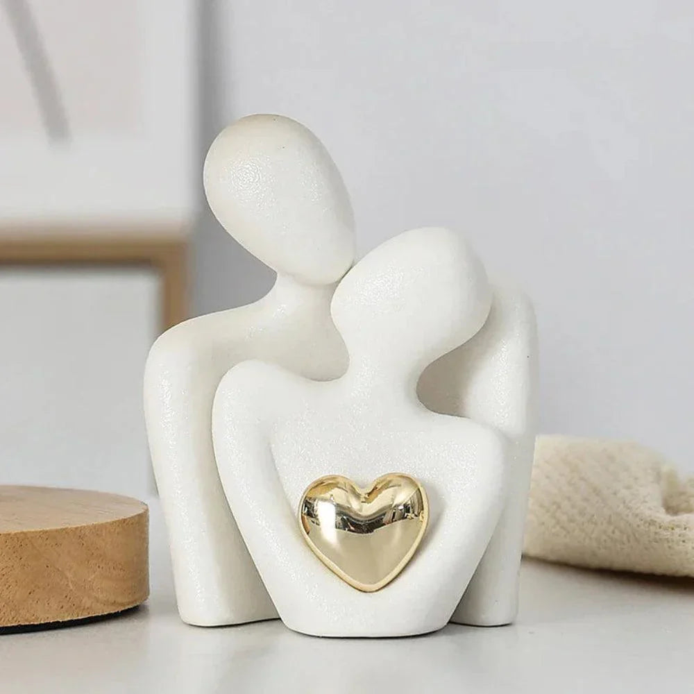Abstract Gold Heart Sculpture for Home Decor and Living Room Accent