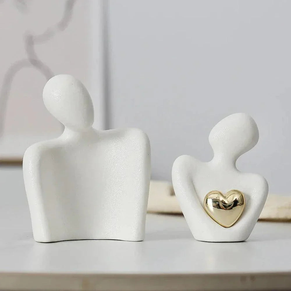 Abstract Gold Heart Sculpture for Home Decor and Living Room Accent