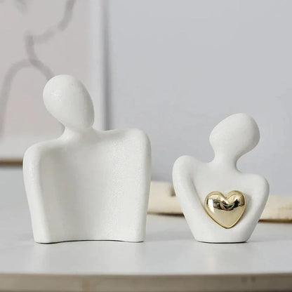 Abstract Gold Heart Sculpture for Home Decor and Living Room Accent