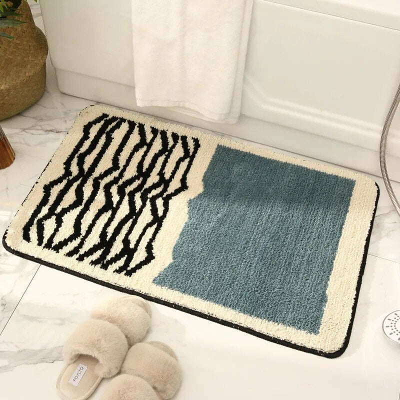 Abstract Scandinavian Bath Mat Non Slip Soft Absorbent Bathroom Rug
