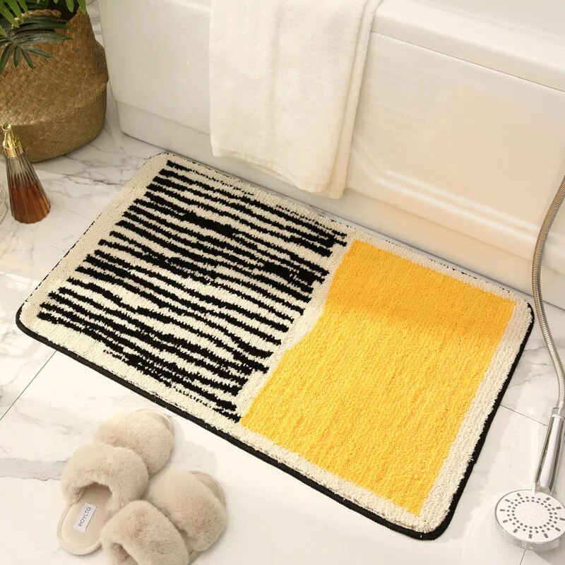 Abstract Scandinavian Bath Mat Non Slip Soft Absorbent Bathroom Rug