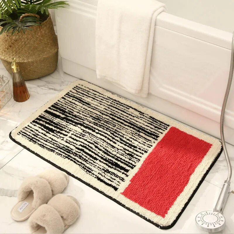 Abstract Scandinavian Bath Mat Non Slip Soft Absorbent Bathroom Rug
