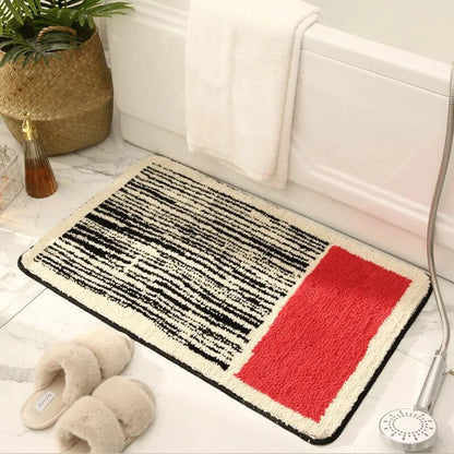 Abstract Scandinavian Bath Mat Non Slip Soft Absorbent Bathroom Rug