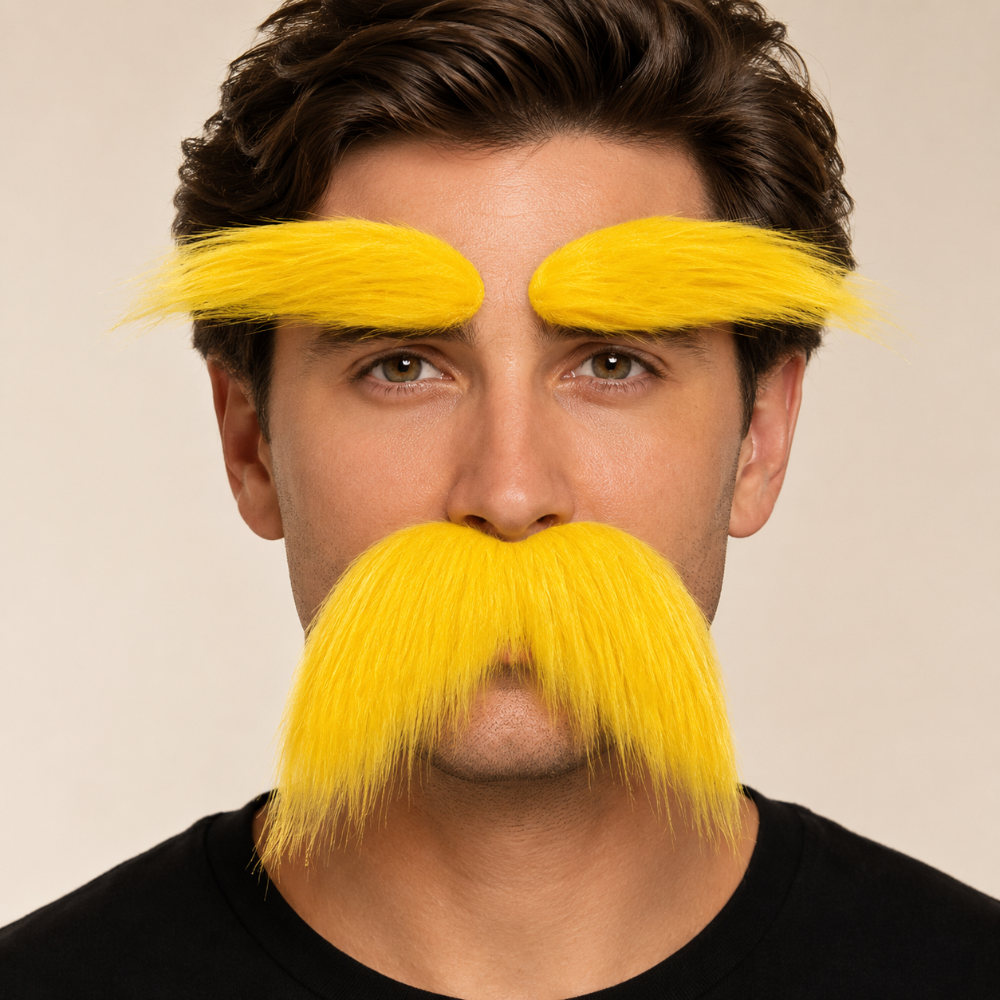 Adhesive Mustache and Eyebrow Costume Set for Halloween Cosplay Dress Up
