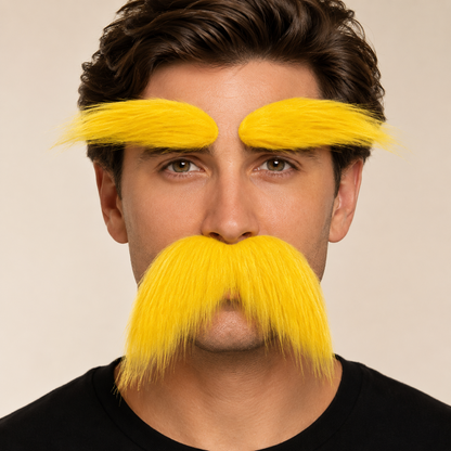 Adhesive Mustache and Eyebrow Costume Set for Halloween Cosplay Dress Up