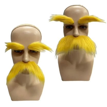 Adhesive Mustache and Eyebrow Costume Set for Halloween Cosplay Dress Up
