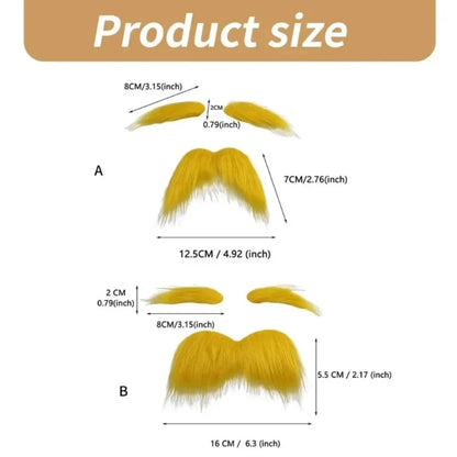 Adhesive Mustache and Eyebrow Costume Set for Halloween Cosplay Dress Up