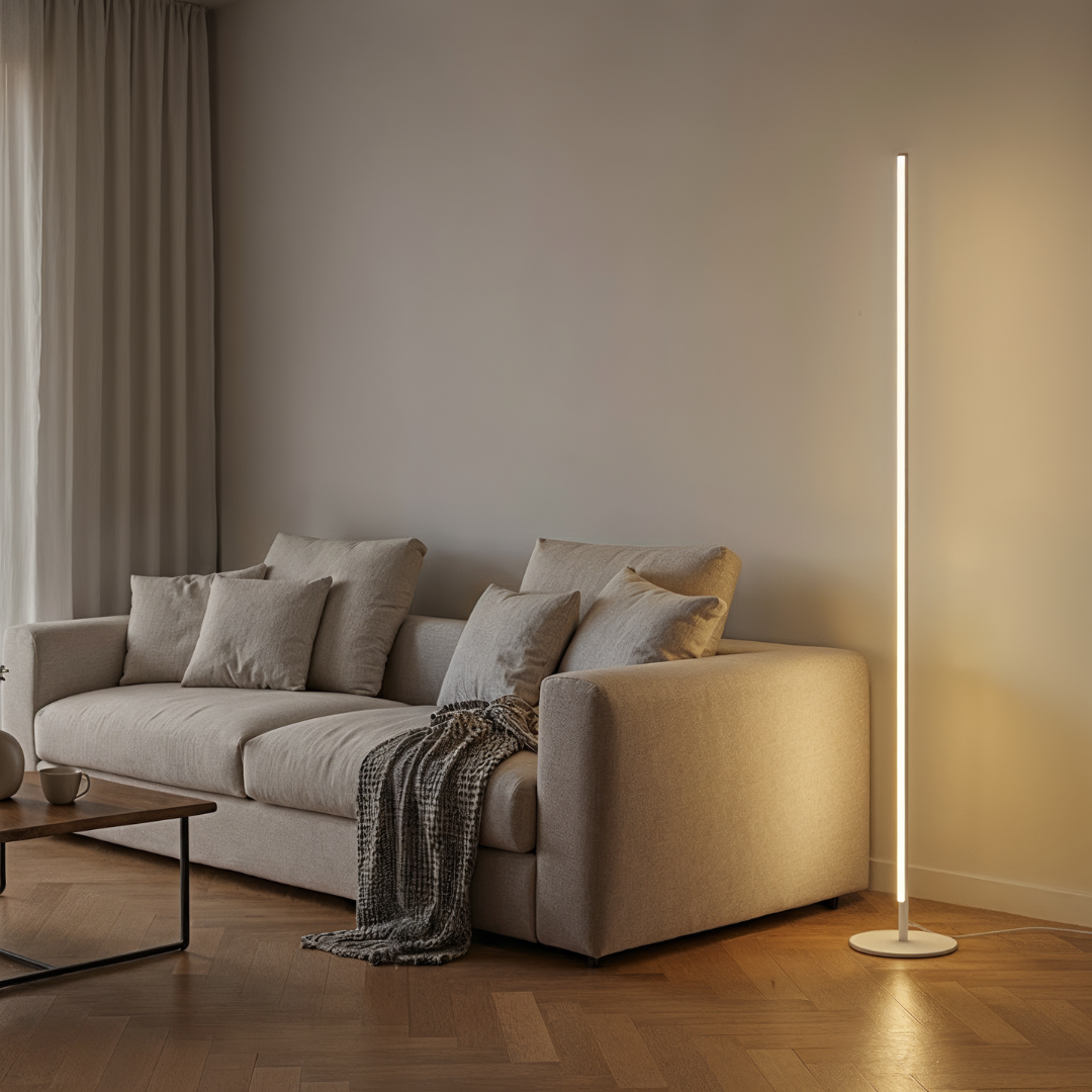 Justerbar LED-gulvlampe med bue, dæmpbar, fjernbetjening, moderne belysning