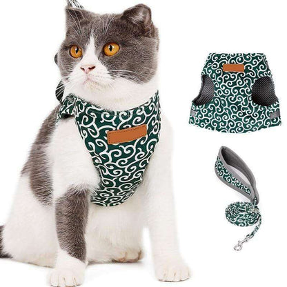Adjustable Cat Harness Vest Set with Leash for Safe Outdoor Walks