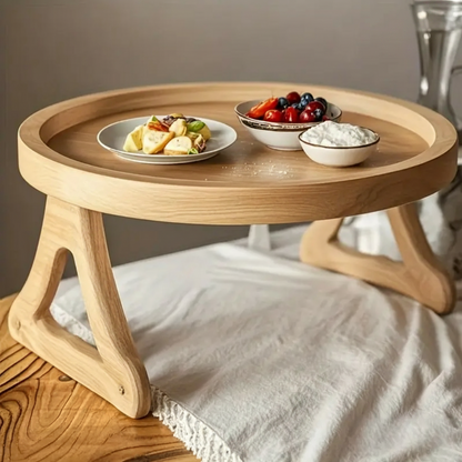 Adjustable Folding Sofa Armrest Table Tray Solid Wood
