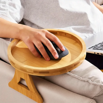 Adjustable Folding Sofa Armrest Table Tray Solid Wood