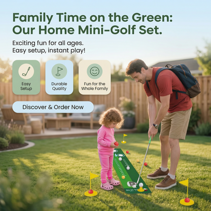 Adjustable Golf Putting Mat Play Set for Indoor Outdoor Practice