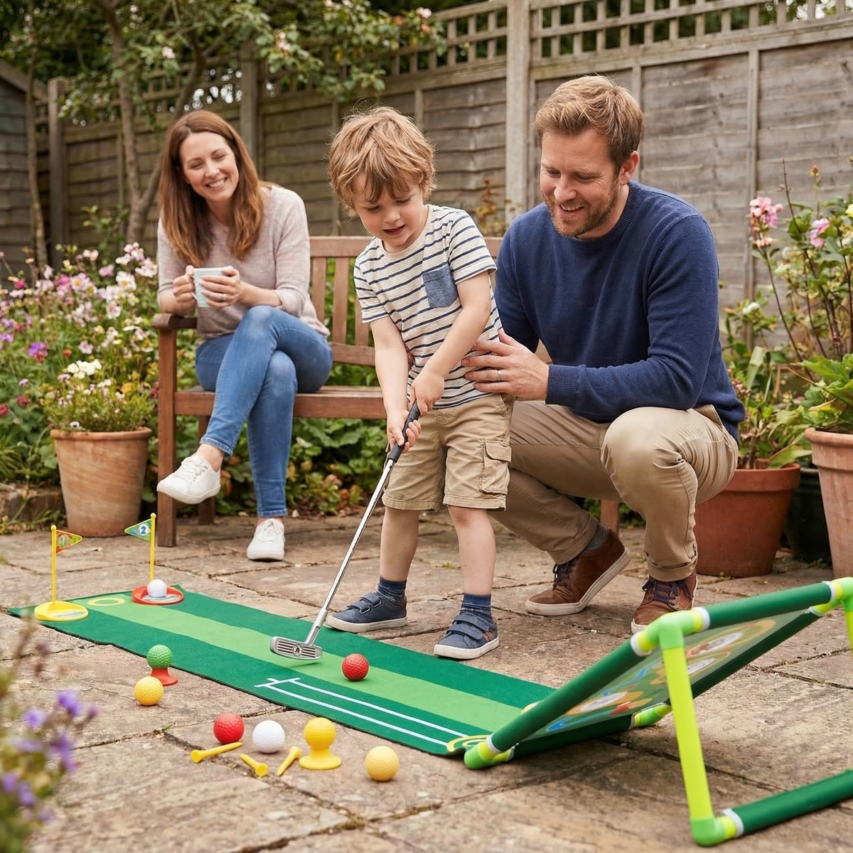 Adjustable Golf Putting Mat Play Set for Indoor Outdoor Practice