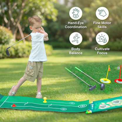 Adjustable Golf Putting Mat Play Set for Indoor Outdoor Practice