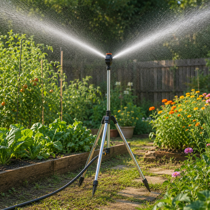 Adjustable Height 360 Degree Tripod Garden Sprinkler