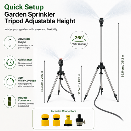 Adjustable Height 360 Degree Tripod Garden Sprinkler