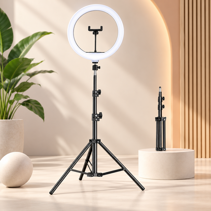 Adjustable LED Ring Light with Tripod Stand and Phone Holder
