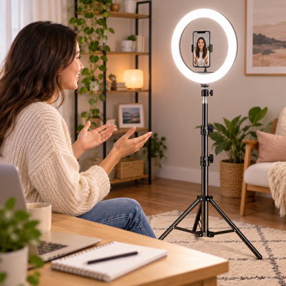 Adjustable LED Ring Light with Tripod Stand and Phone Holder