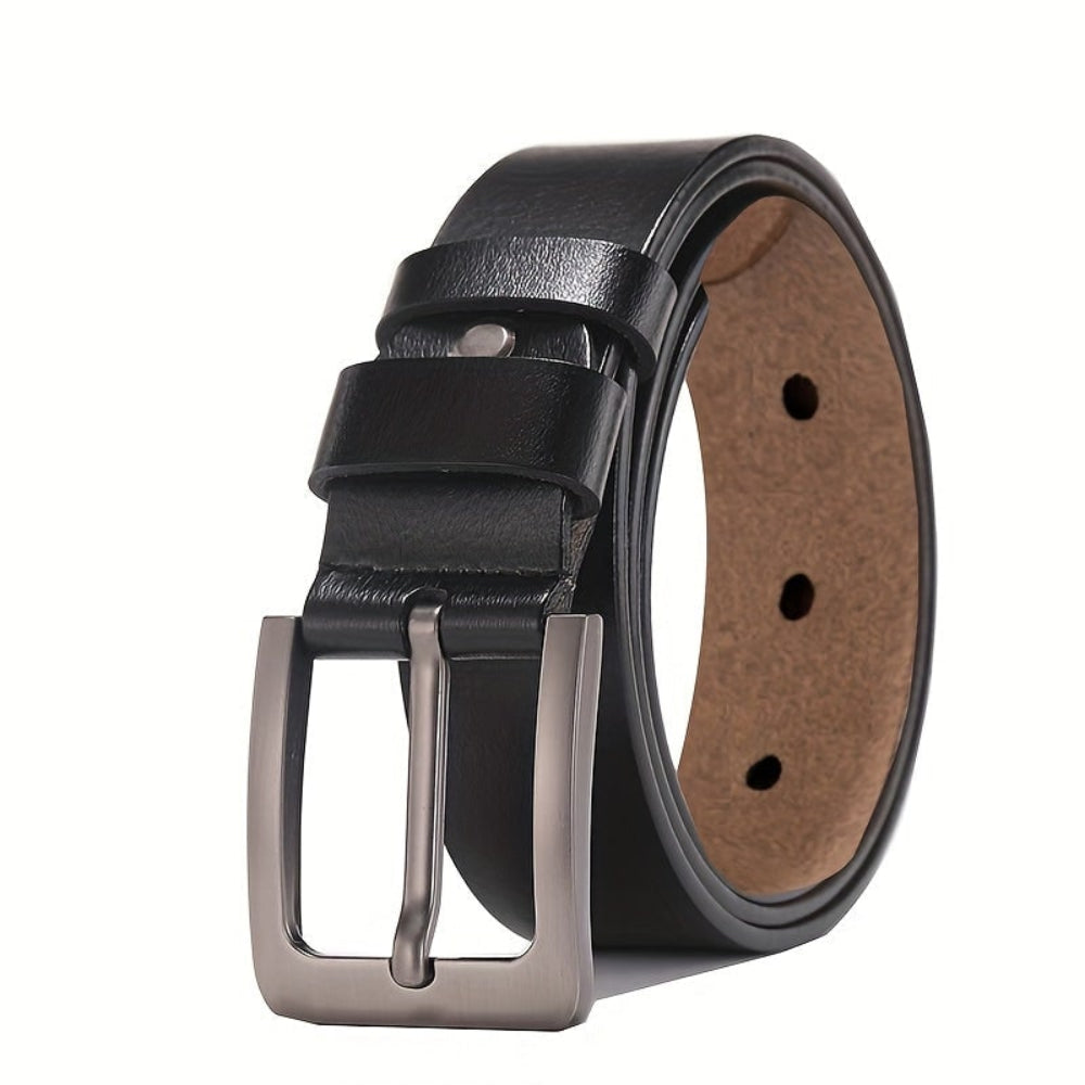 Adjustable Leather Belt with Classic Pin Buckle for Everyday Wear
