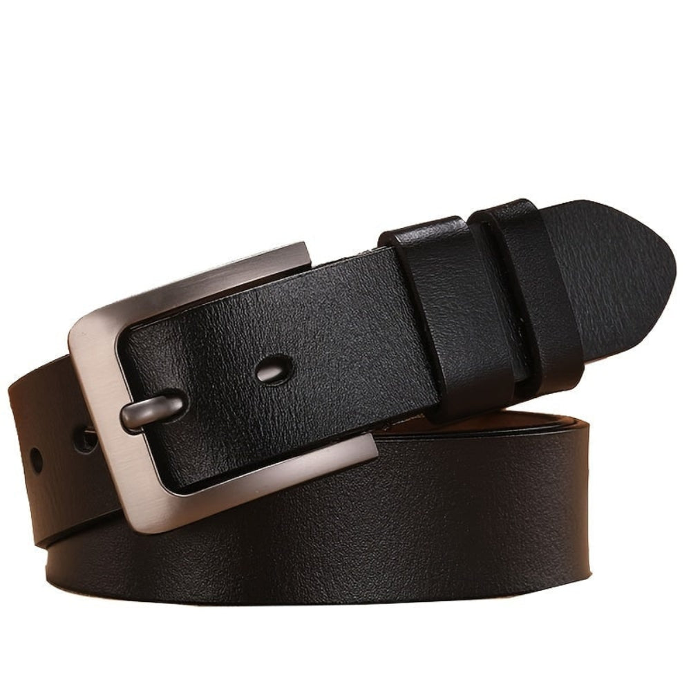 Adjustable Leather Belt with Classic Pin Buckle for Everyday Wear