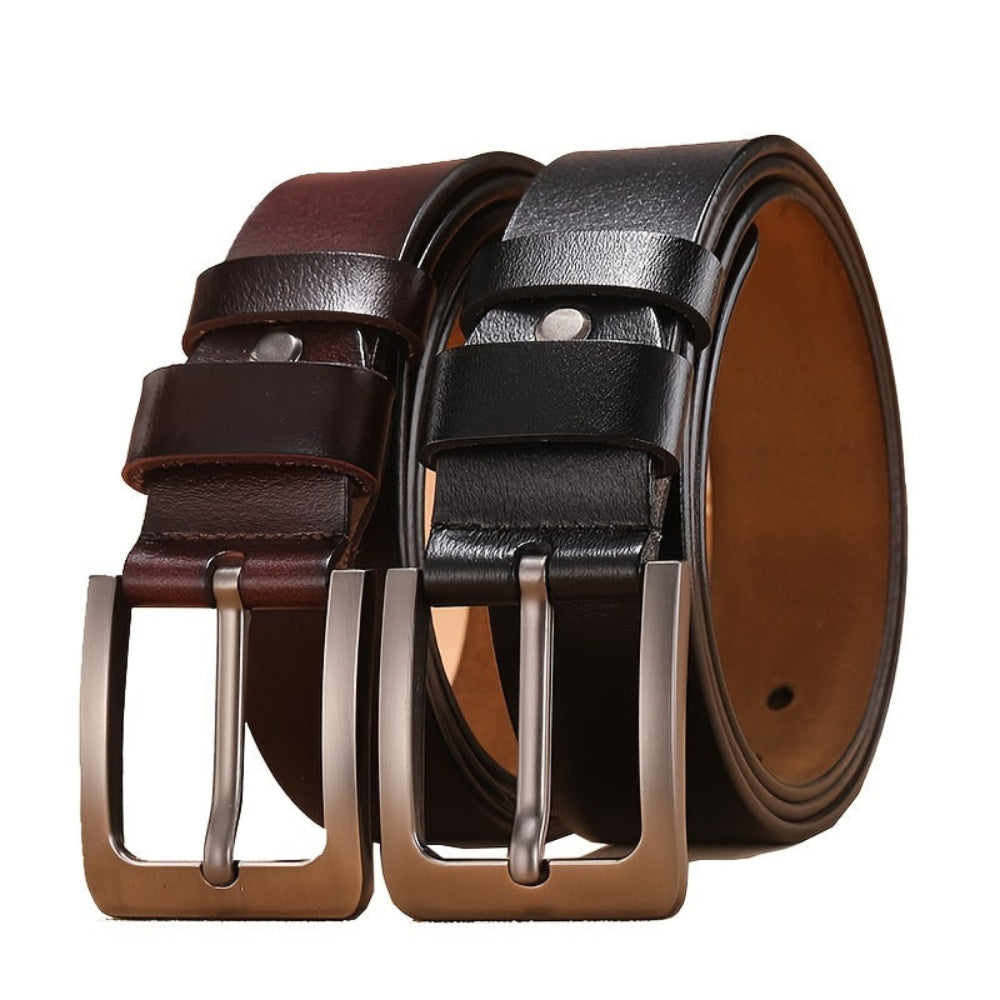 Adjustable Leather Belt with Classic Pin Buckle for Everyday Wear
