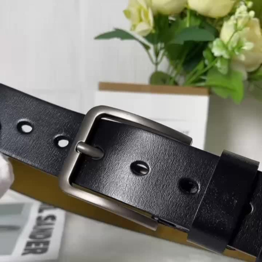 Adjustable Leather Belt with Classic Pin Buckle for Everyday Wear