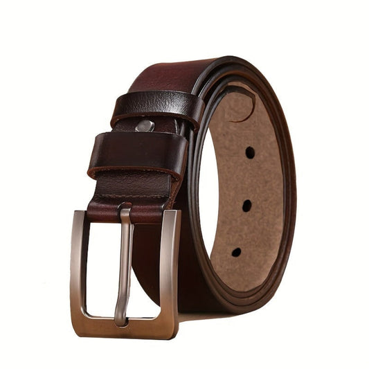 Adjustable Leather Belt with Classic Pin Buckle for Everyday Wear