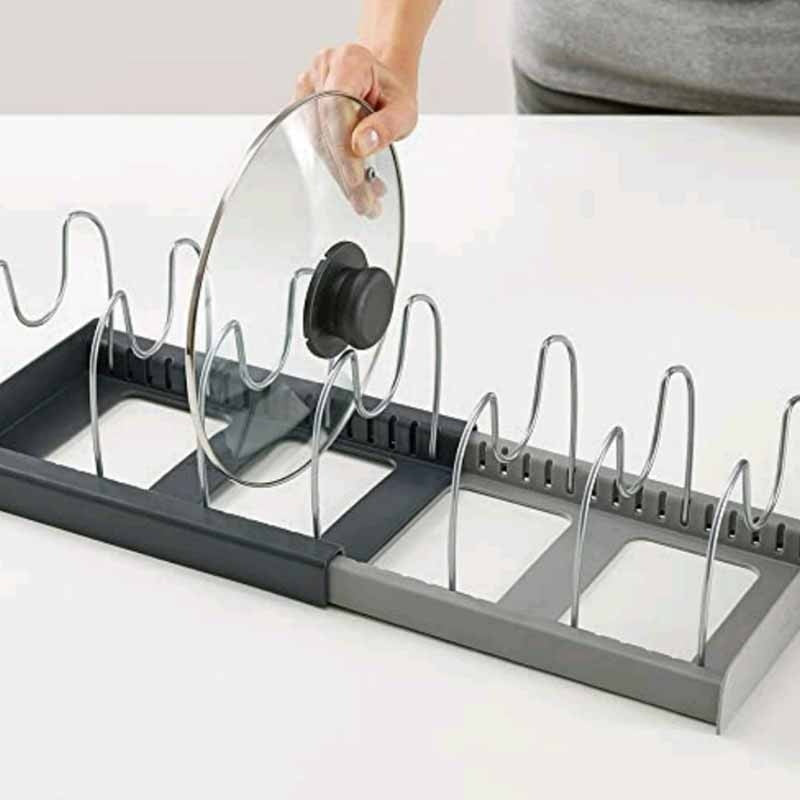 Adjustable Pan Organizer Rack Kitchen Cabinet Storage Holder