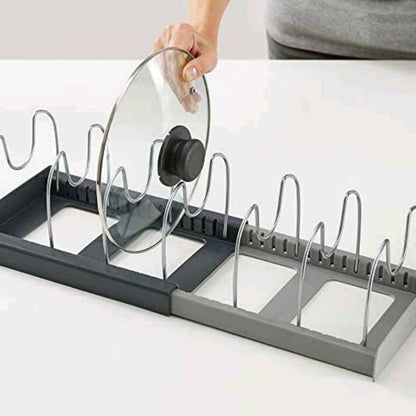 Adjustable Pan Organizer Rack Kitchen Cabinet Storage Holder