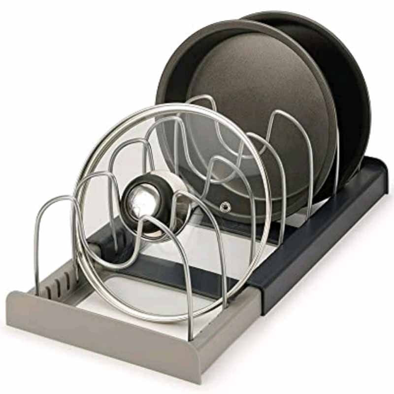 Adjustable Pan Organizer Rack Kitchen Cabinet Storage Holder