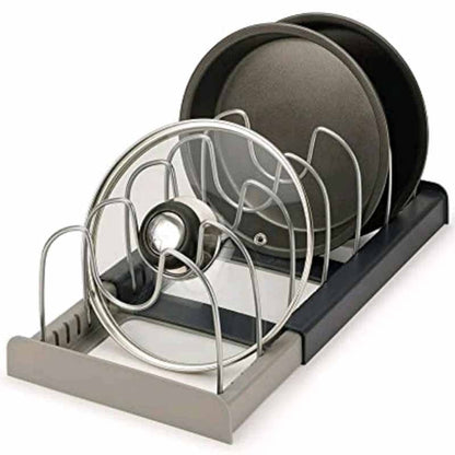 Adjustable Pan Organizer Rack Kitchen Cabinet Storage Holder