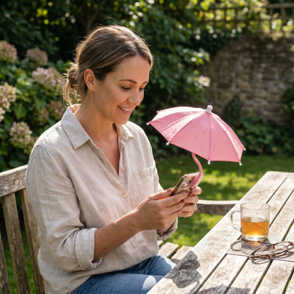 Justerbar solskærm-parasol til telefon med svanehalsclips til udendørs visning