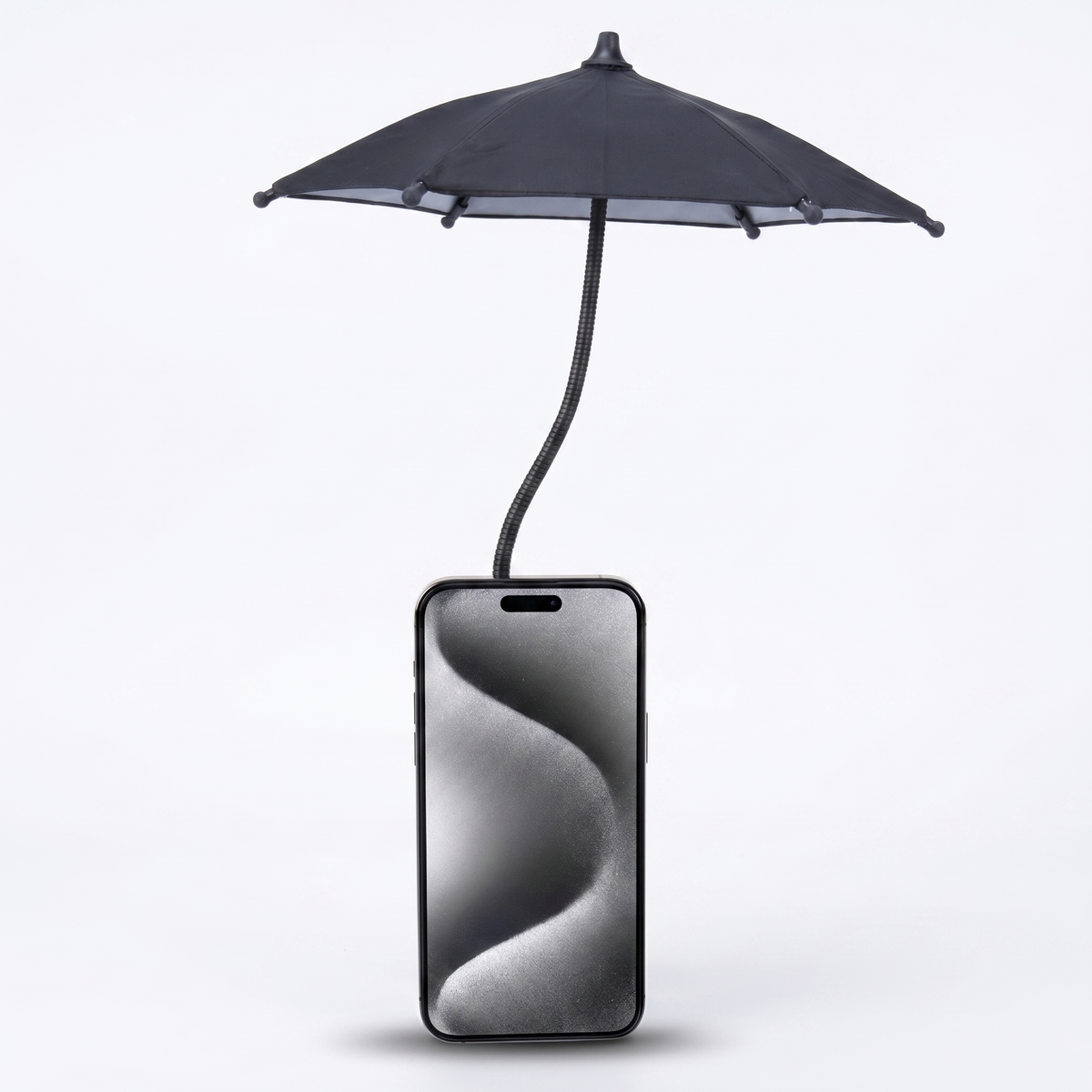 Justerbar solskærm-parasol til telefon med svanehalsclips til udendørs visning