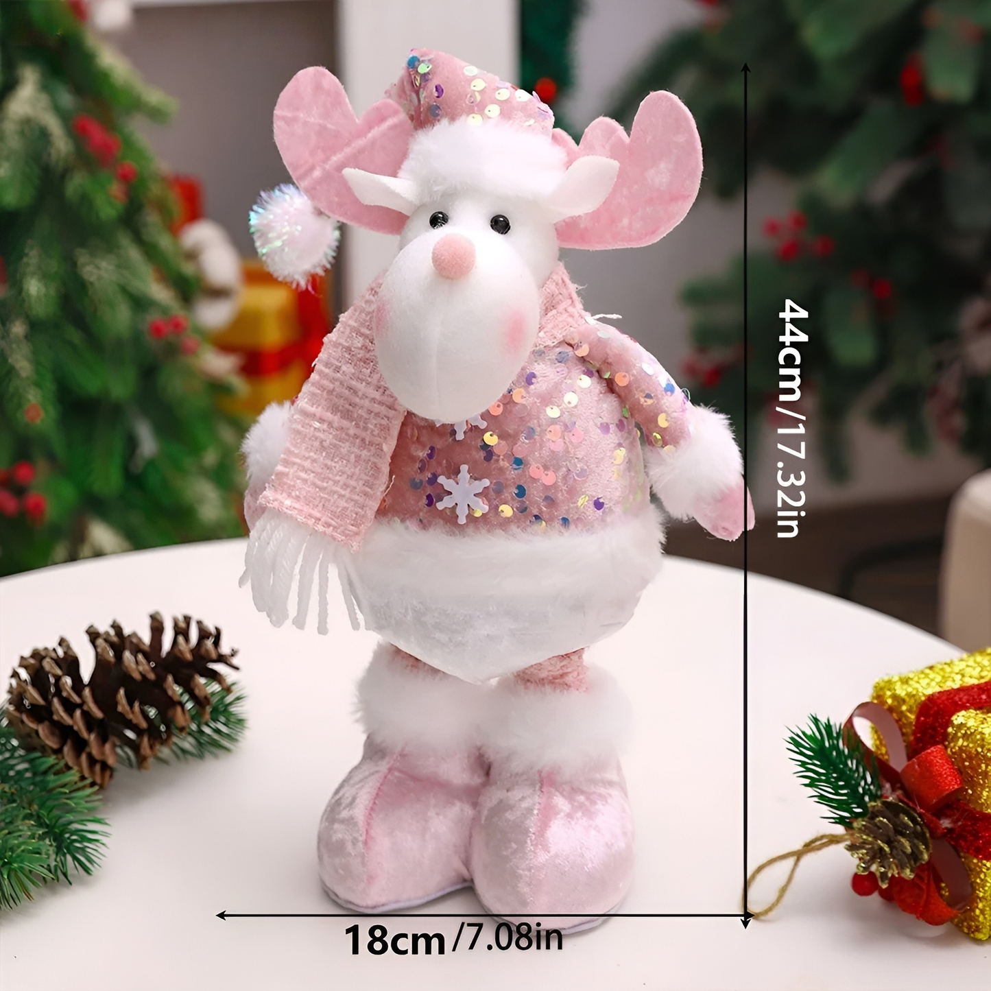 Adjustable Pink Christmas Snowman Figure Holiday Decoration