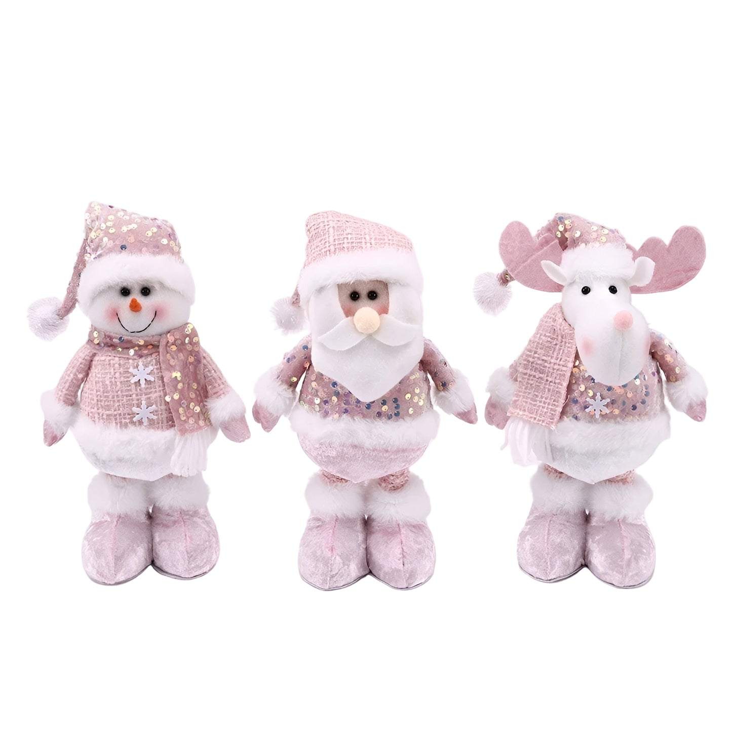 Adjustable Pink Christmas Snowman Figure Holiday Decoration