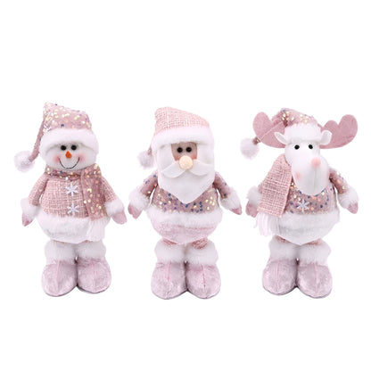 Adjustable Pink Christmas Snowman Figure Holiday Decoration