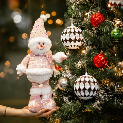 Adjustable Pink Christmas Snowman Figure Holiday Decoration