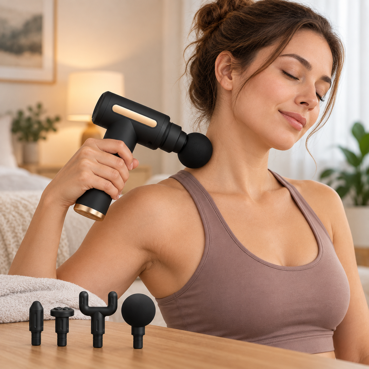 Adjustable Speed Percussion Massage Gun with Interchangeable Heads