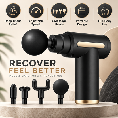 Adjustable Speed Percussion Massage Gun with Interchangeable Heads