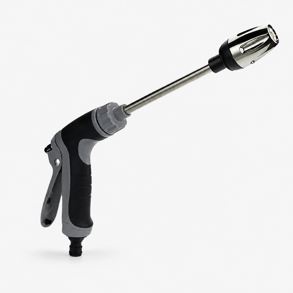 Adjustable Stainless Steel Garden Hose Nozzle with High-Pressure Water Flow and 360° Rotating Jet