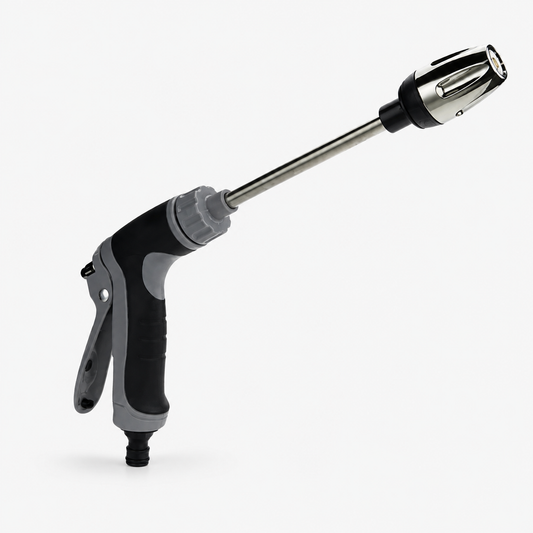 Adjustable Stainless Steel Garden Hose Nozzle with High-Pressure Water Flow and 360° Rotating Jet