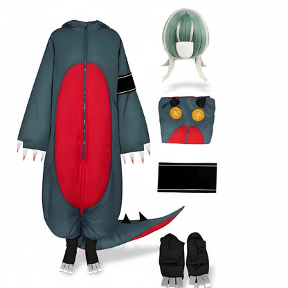 Adult Dinosaur Jumpsuit Costume Wig Shoe Covers Cosplay Set