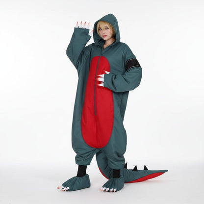 Adult Dinosaur Jumpsuit Costume Wig Shoe Covers Cosplay Set