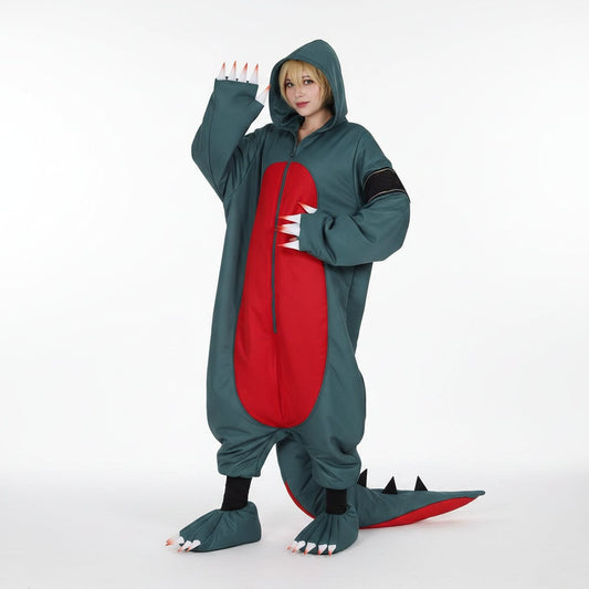 Adult Dinosaur Jumpsuit Costume Wig Shoe Covers Cosplay Set